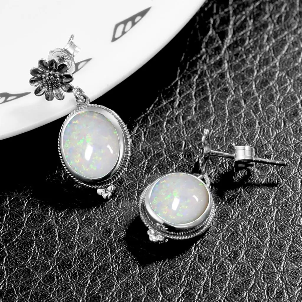 100% реальные S925 Стерлинговое Серебряные серьги Романтический опал Сумерки в виде