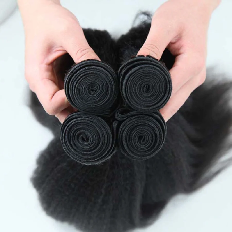 34 36 38 40 Inch Kinky Straight Hair Bundles 100% Human Hair Weave Extensions Brazilian Remy Hair Yaki Straight Bundles 1/3/4pcs