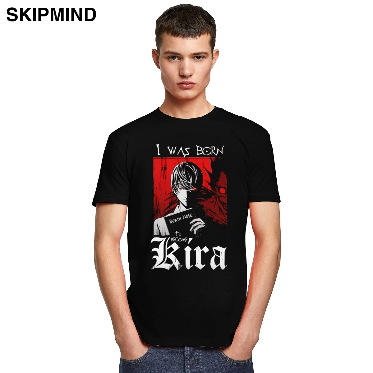 Футболка мужская с надписью Death Note модная рубашка круглым вырезом и короткими