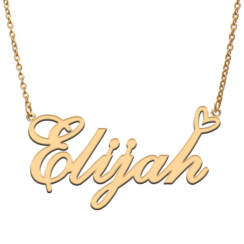 

Love Heart Elijah Name Necklace for Women Stainless Steel Gold & Silver Nameplate Pendant Femme Mother Child Girls Gift