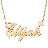 love heart elijah name necklace for women stainless steel gold silver nameplate pendant femme mother child girls gift