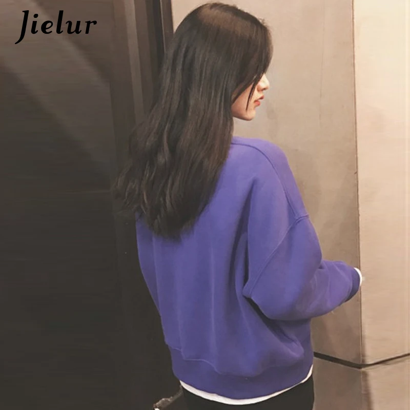 Jielur одноцветные кофты с капюшоном женские Лоскутные поддельные из двух частей флисовые толстовки для женщин 4 цвета в стиле преппи базовый Женская толстовка m-xl
