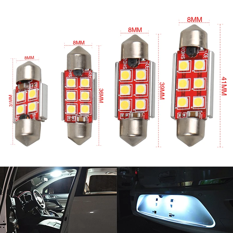 

1pc c5w led c10w canbus festoon 31mm 36mm 39mm 41mm led car light bulb 3030smd 24v truck 12v auto interior doom lamp car styling