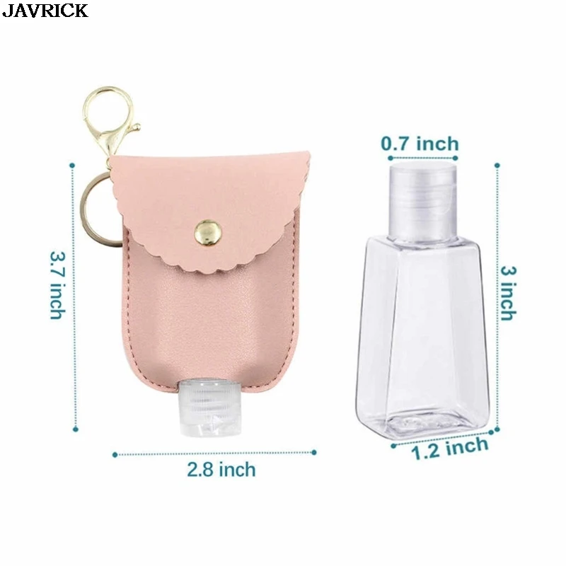 

2Pcs 60mL Empty Travel Bottle Keychain Holder Travel Bottle Empty Hand Sanitizer Bottles Container Leather Cover Kit 2Oz Unisex