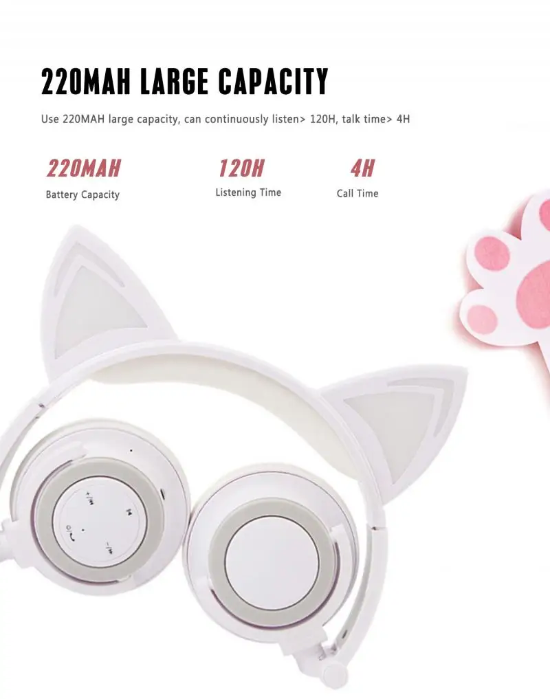 LED Ear Headphone Cat Earphone Flashing Glowing Headset Gaming Earphones For Adult And Children Headphones 2020 | Электроника