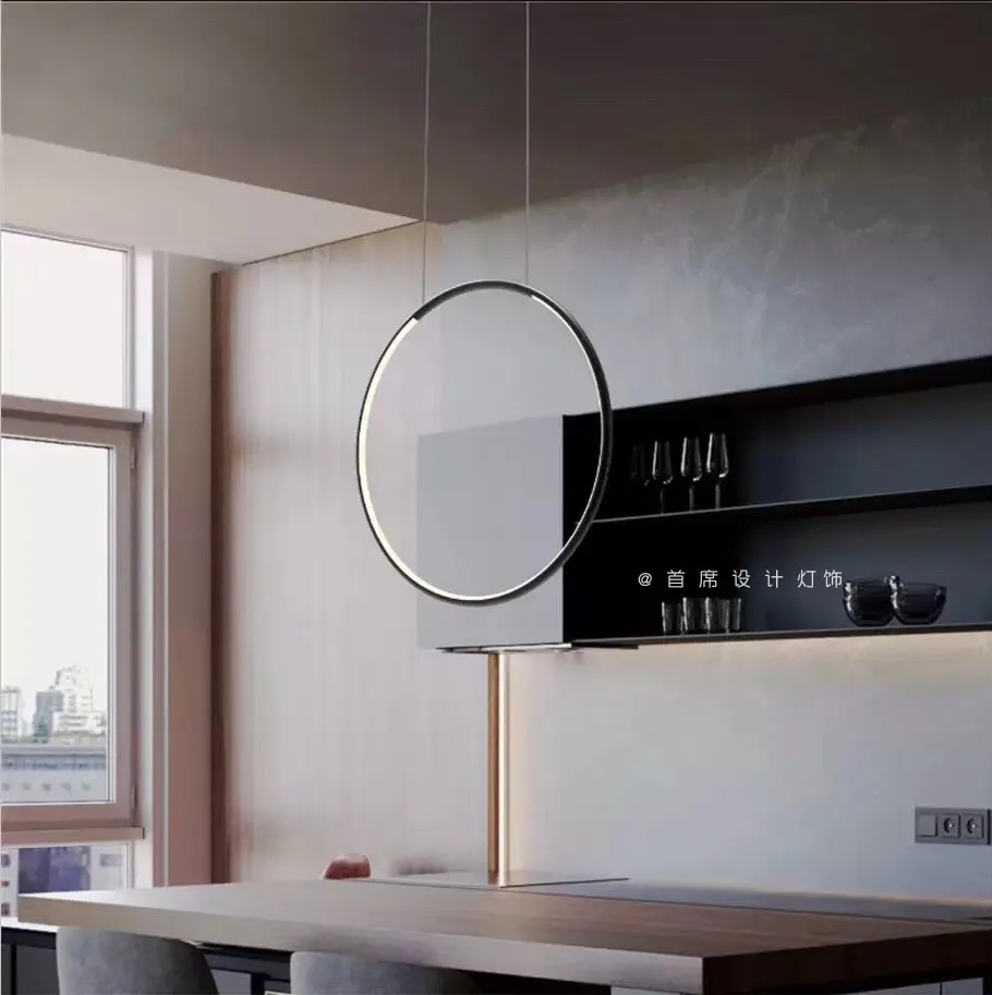 구매 다이닝 룸 샹들리에 스트레이트 Led 스트립 스터디 룸 리셉션 프론트 워터 바 현대 미니멀리스트 북유럽 스튜디오 나무 램프