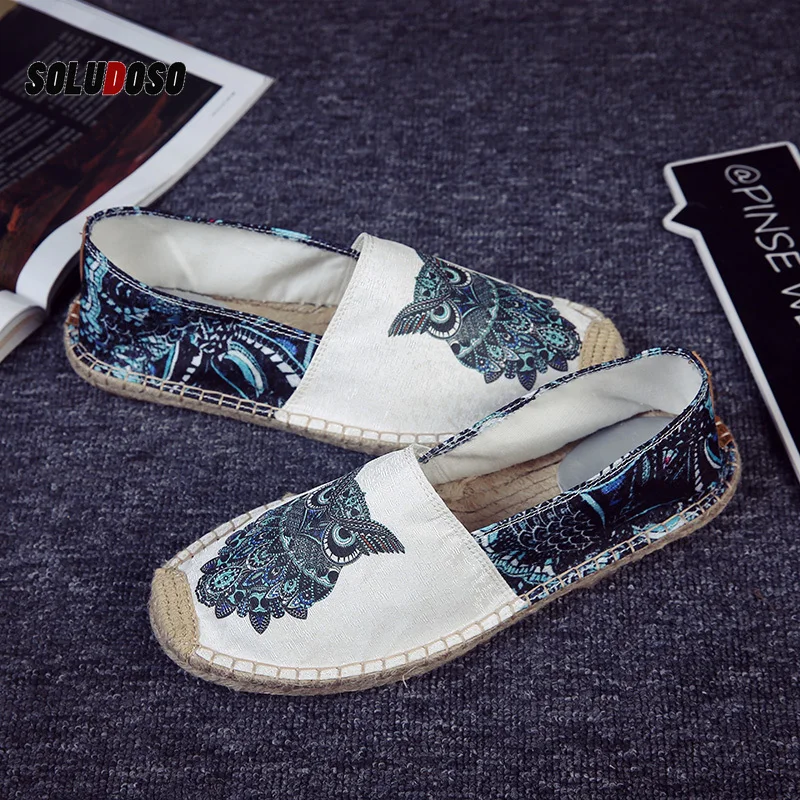 

Animal Picture Casual Fashion Personality Summer New Trend Straw Shoes Light Weight Canvas Fisherman Shoes Hemp Men's Shoes