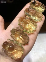 natural yellow citrine quartz 9 tails fox carved pendant crystal gemstone 42x29mm women stone fashion necklace aaaaa