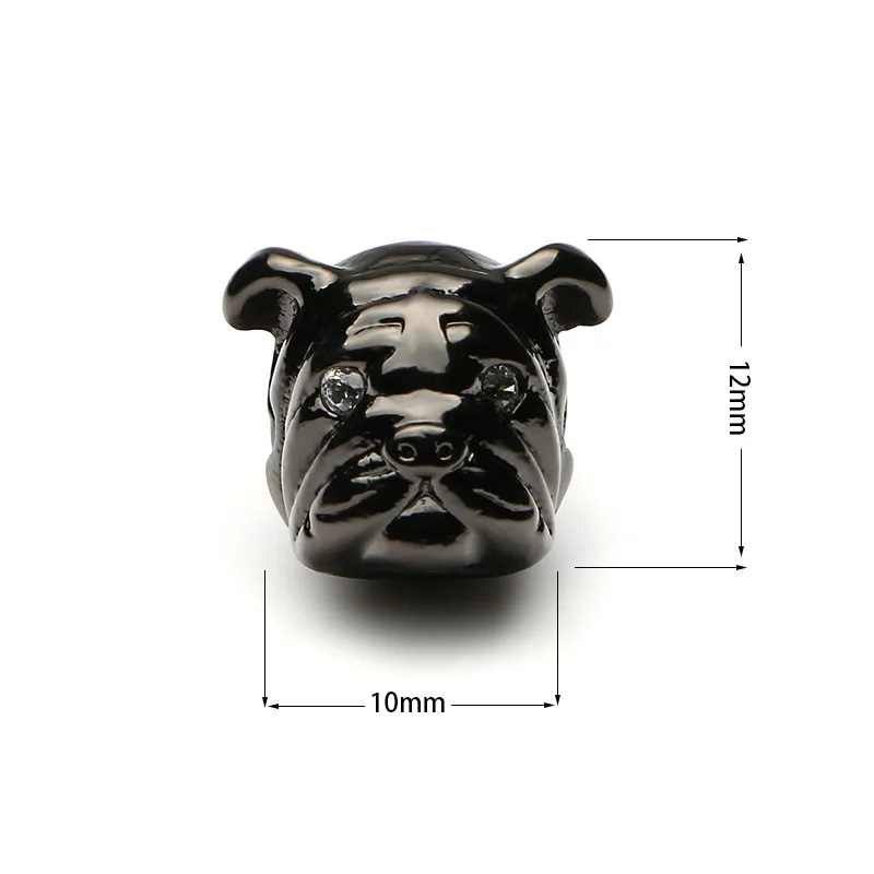 

2pcs/lot copper micro-inlaid zircon dog head beads jewelry accessories DIY punk style bracelet beaded