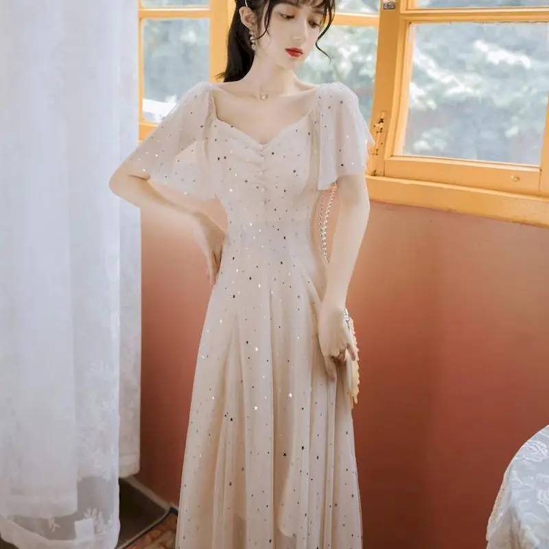 

Dress Women Dresses Spring French Fairy Elegant Patchwork Sequin Party Female V-neck Sweet Kawaii Korean 2022 Vestido Feminino