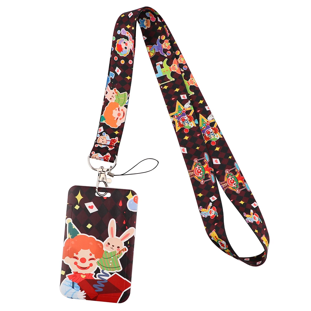 

Cute Clown Lanyards Card Holder Keys Chain ID Credit Card Cover Pass Mobile Phone Charm Neck Straps Fashion Accessories Gifts