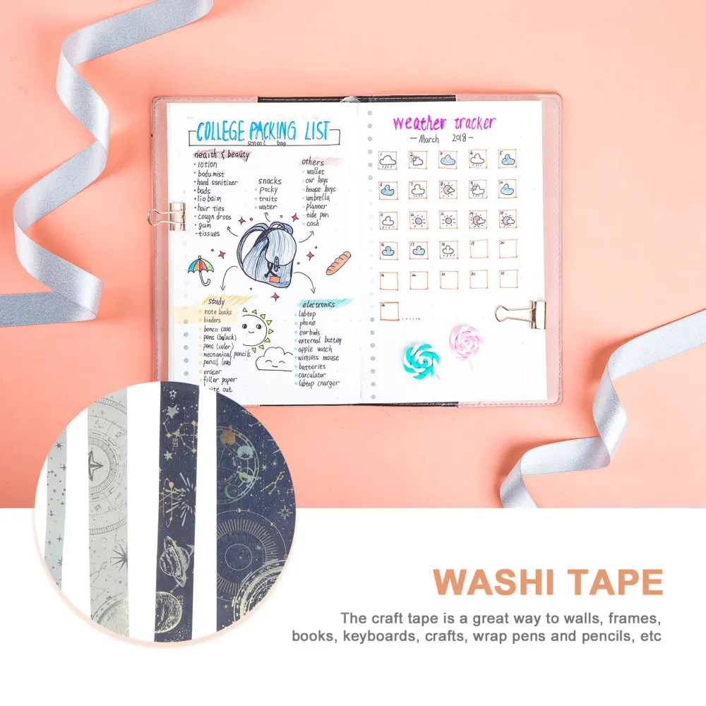 

1 Set/5 Rolls Decorative Tapes Scrapbook Planner Delicate DIY Washi Tapes