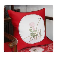 cushion cover decorative pillow case modern chinese traditional embroidery high quality classic linen pillow