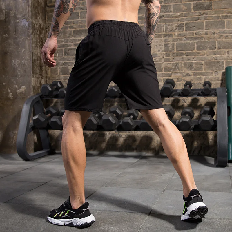 Plus Size Men Gym Shorts Summer Running Zip Pocket Training Sport Short Fitness Quick Dry Breathable Workout Sportswear | Спорт и