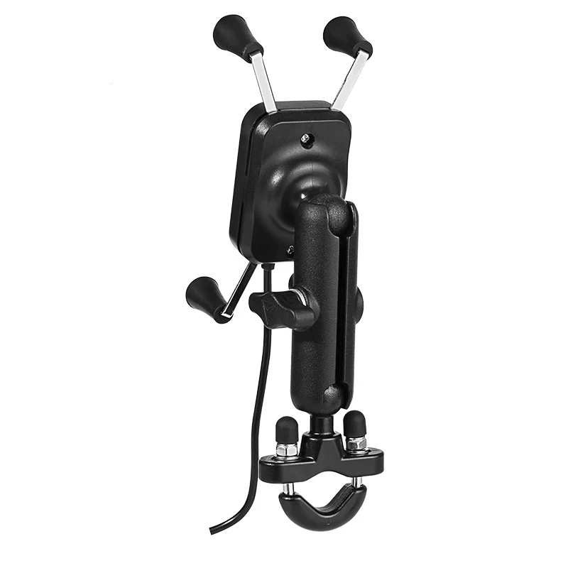 motorcycle handlebar aluminuma alloy grip cell phone mount holder with wireless charger for 4 6 5 inch mobile phones free global shipping
