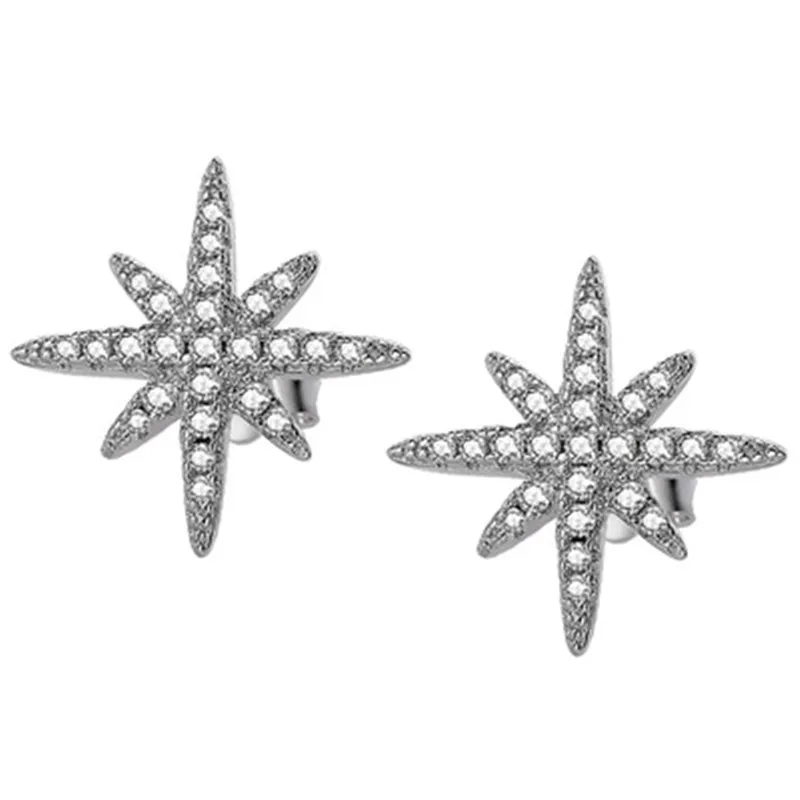 

925 sterling silver fresh and exquisite rice word creative star inlaid with zircon crystal female earrings party ladies gift