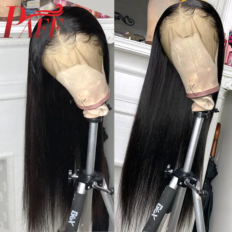 PAFF 13*4 парики из натуральных волос на кружеве шелковистые прямые перуанские бесклеевые волосы remy парик со средней частью Детские волосы для черных женщин