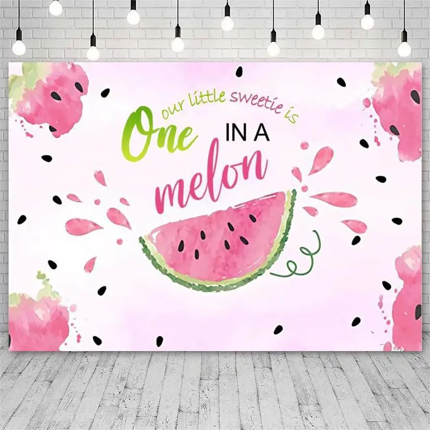 

Our Sweetie is One in a Melon Backdrop Watermelon 1st Birthday Party Decor Watercolor Melon Party Banner for Summer Birthday