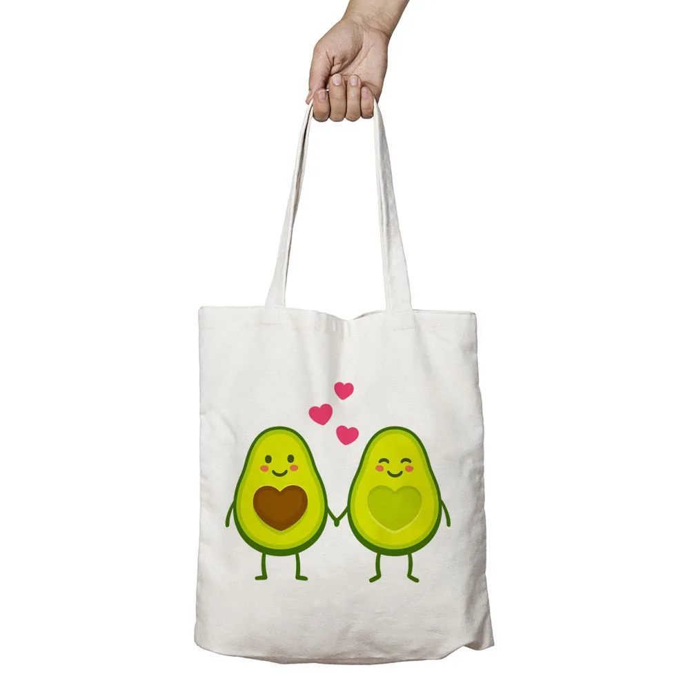 

Ladies Canvas Shoulder Bags Fashion Women travel shopping Bag Cartoon Avocado Graphic Reusable Harajuku Female Tote Shopper Bag