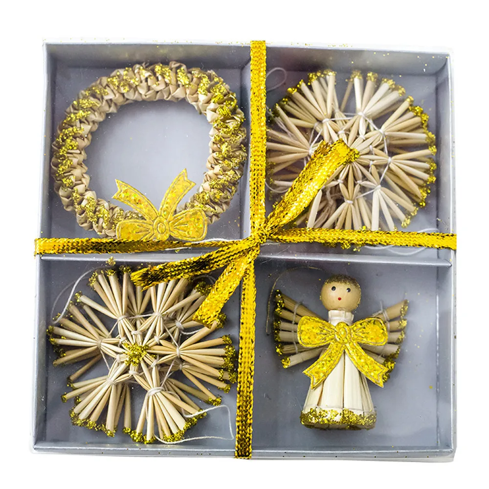 Стильное и креативное украшение из соломы в виде ангела Рождественский венок