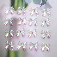 100pcs fashion bowknot resin stones nail art aurora rhinestones nail jelly ornaments for manicure tips 11x11mm