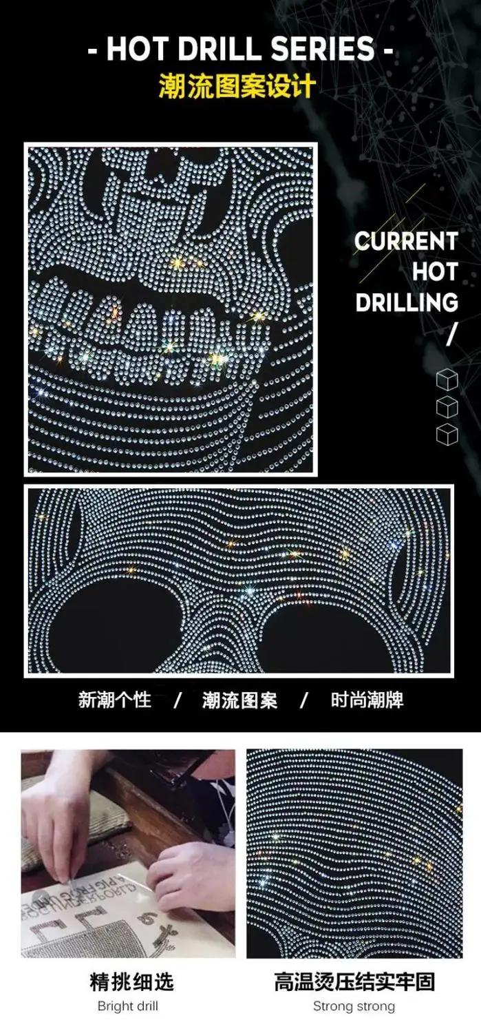 

Drilling Fashion Street Short-Sleeved Men's T-Shirt Sets Casual Tracksuit Luxury Handsome Youth Hot Style Skull