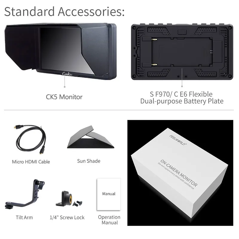 Camkoo CK5 5 дюймов ips DSLR камера полевой монитор 4K HDMI FHD 1920x1080 DC Выход ЖК-монитор для sony Nikon Canon камера s