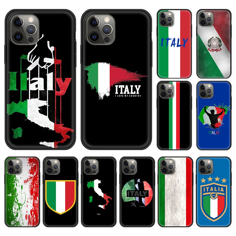 

italy flag for iPhone 13 11 12 Pro Max Case 7 8 Plus SE2020 X XR XS Max Luxury Silicone Back Cover Phone Cases