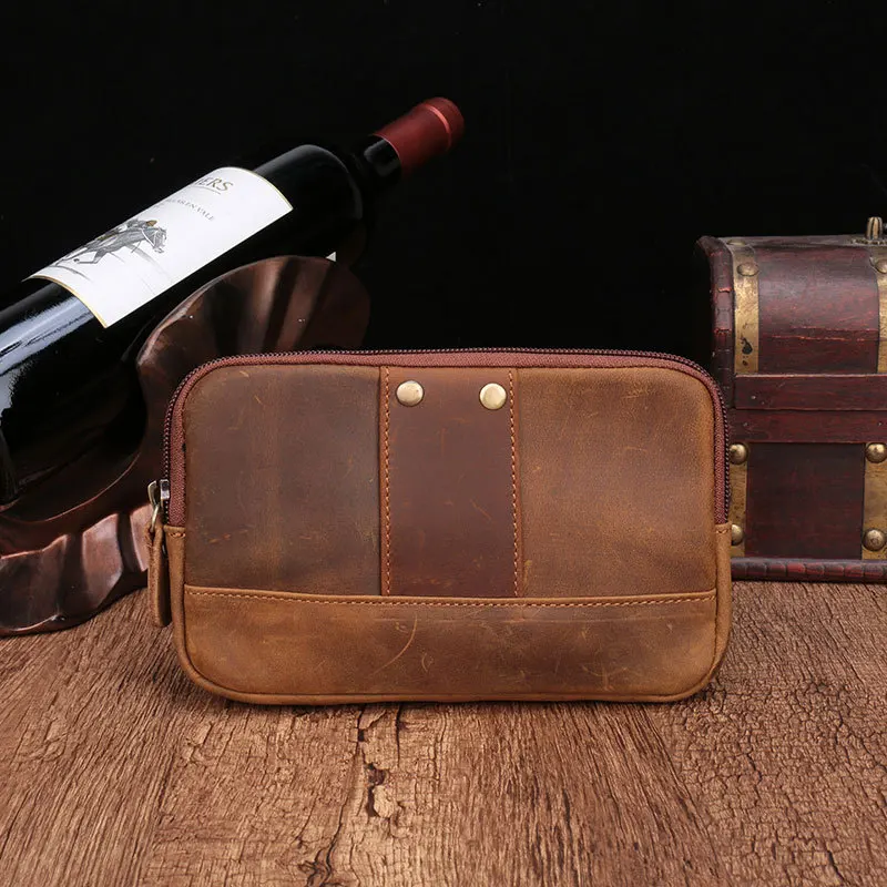 Men Hip Bum Belt Bag Male Zipper Genuine Leather Waist Packs Travel Phone Pouch Bag High Quality Waist Bag Boy Fanny Packs