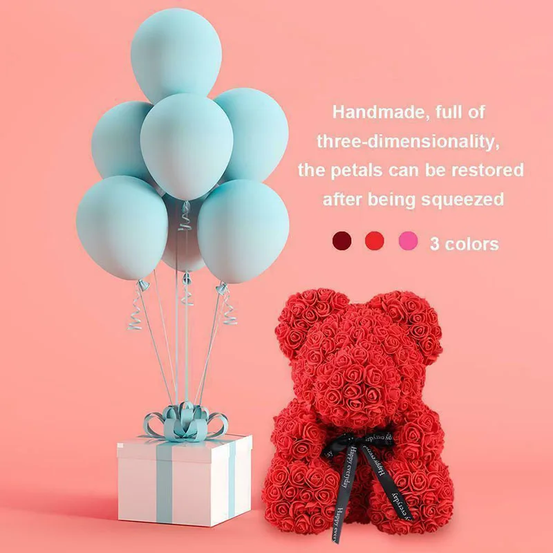 

High 40cm Rose Bear Simulation Flower Love Heart Foam Rose for Wedding Party UEJ