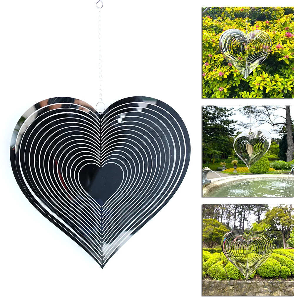 

Металлическая подвеска-Спиннер в форме сердца, садовые колокольчики, подвесные украшения для улицы, заднего двора, спальни, гостиной, декор ...