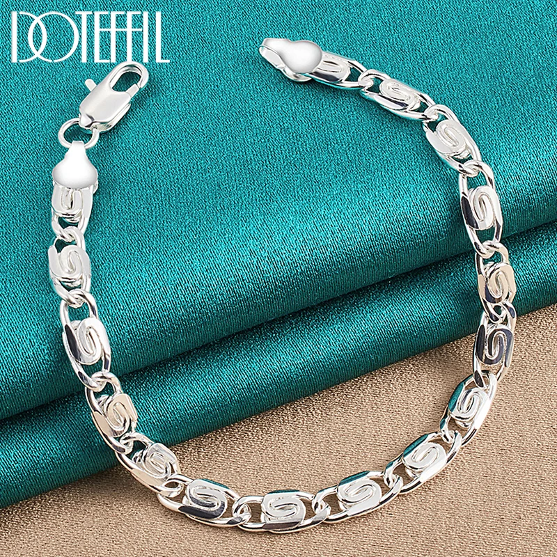 DOTEFFIL – Bracelet chaîne latérale en argent Sterling 925 pour femme et homme  bijoux de mode pour