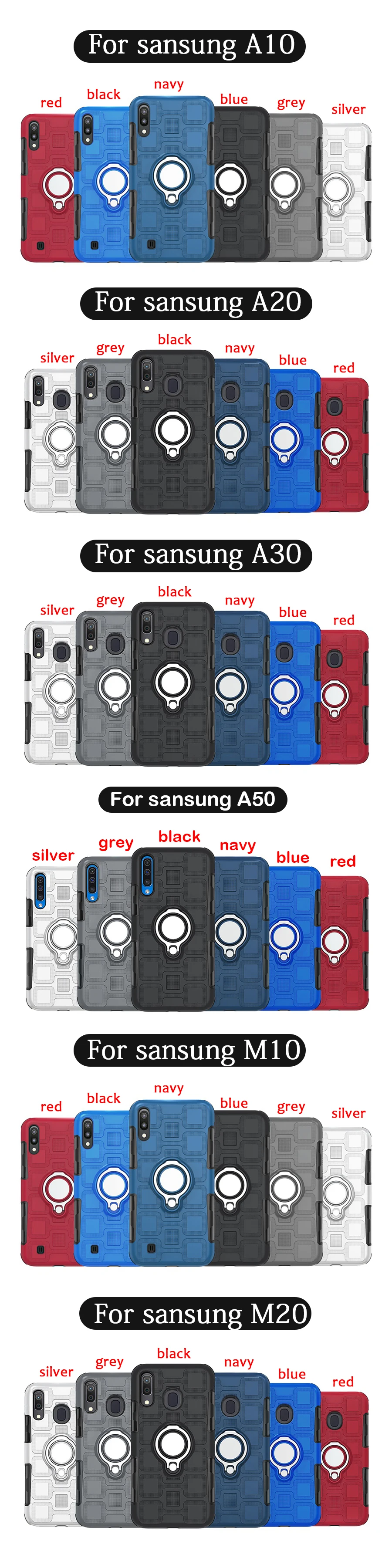 Противоударный держатель чехол с крышкой для samsung galaxy A10 20 30 40 50 60 70 M10 20 30 магнитное кольцо чехол для samsung A70 40 чехол