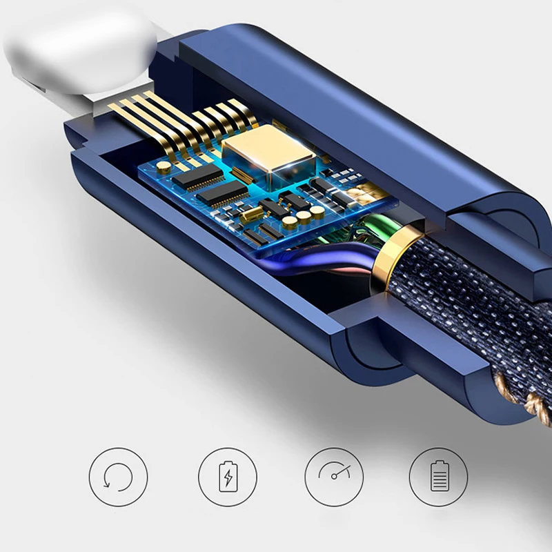 USB кабель для мобильного телефона iPhone 7 5 6 8 Plus джинсовый шнур передачи данных X XS MAX