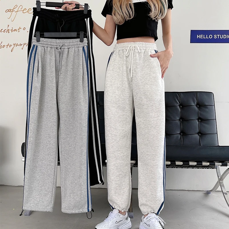 

2021 spring summer new Wide Leg SweatPants Harajuku Joggers Women Trousers High Waist harem Pants Streetwear Korean Casual Pants