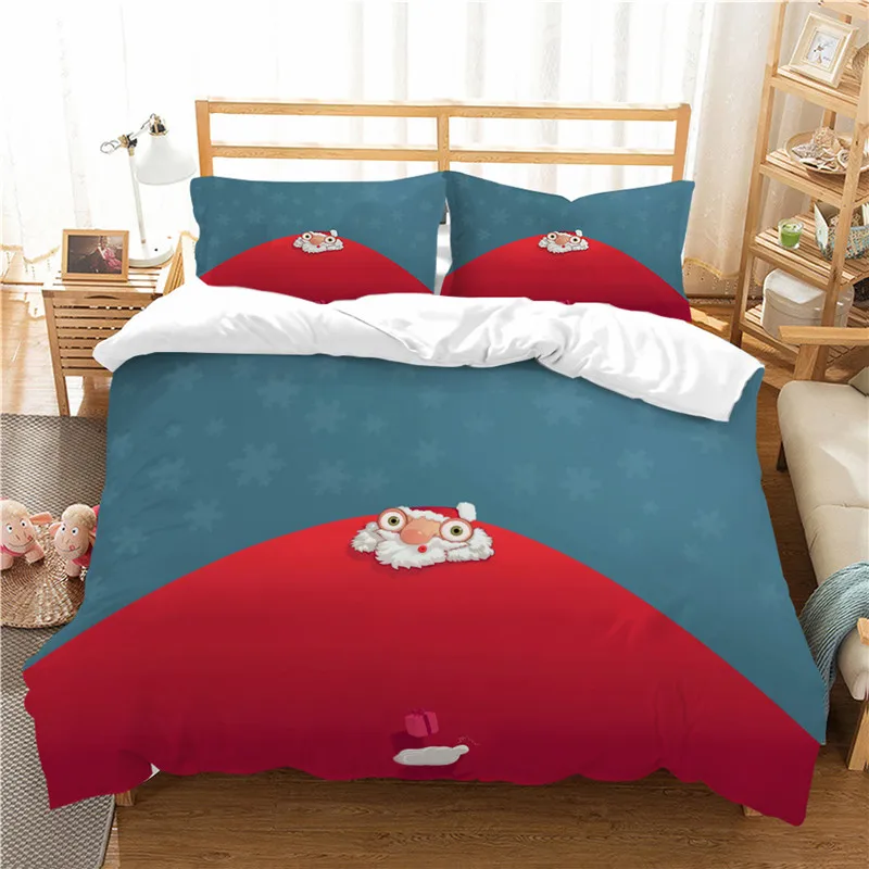 

Christmas Santa Claus Printed Super Soft Bedclothes 3D Bedding Set King Queen Size for Kids Child Decorations Bed Gift