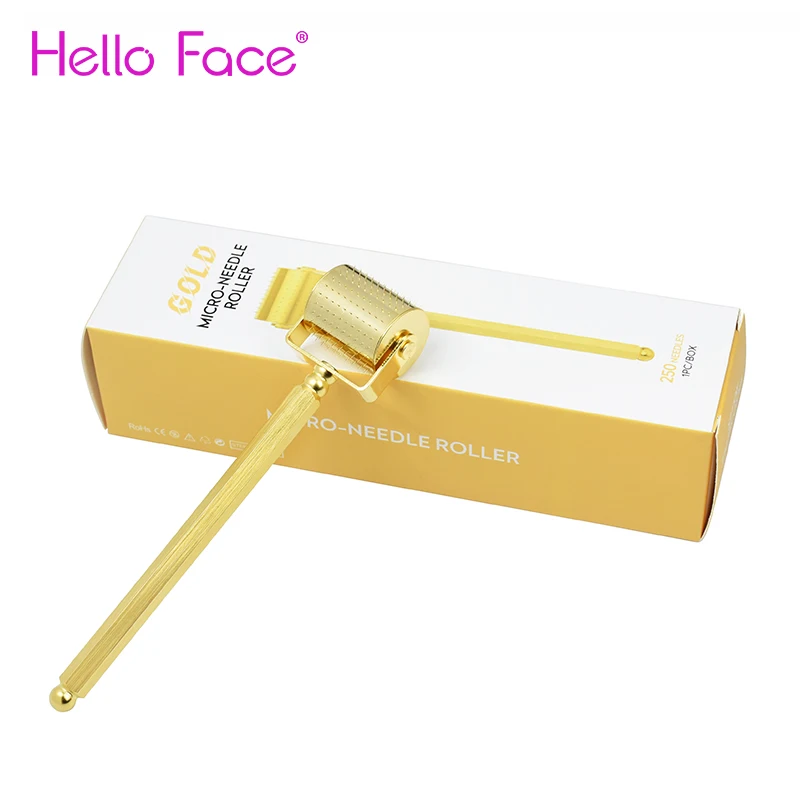 DRS 250 Gold Derma roller титановые микроиглы ролик для роста волос dermaroller бесшовные