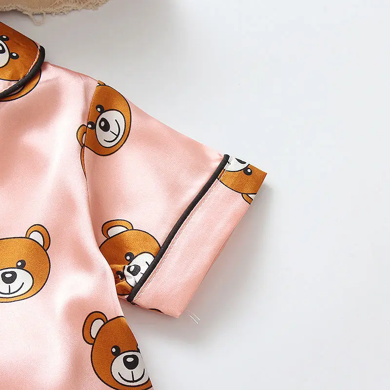 Пижамы для маленьких девочек комплект детской одежды сна с короткими рукавами