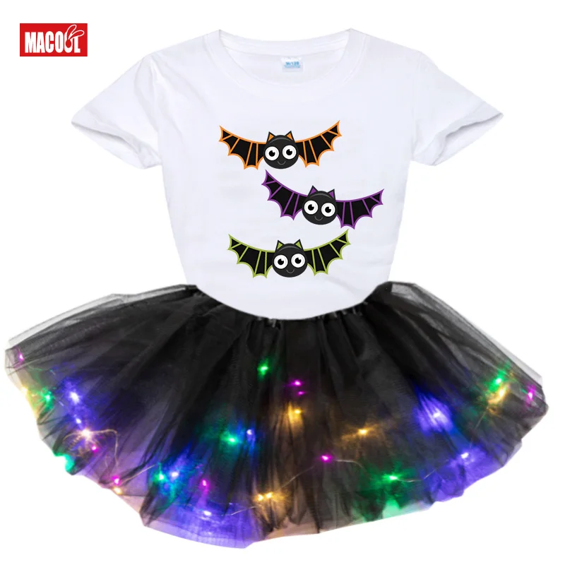 Halloween Costumes Girls Dress Party for Kids Girl Dresses Girls  Sets Children Short Sleeve T Shirt+Dress Children Baby Clothes