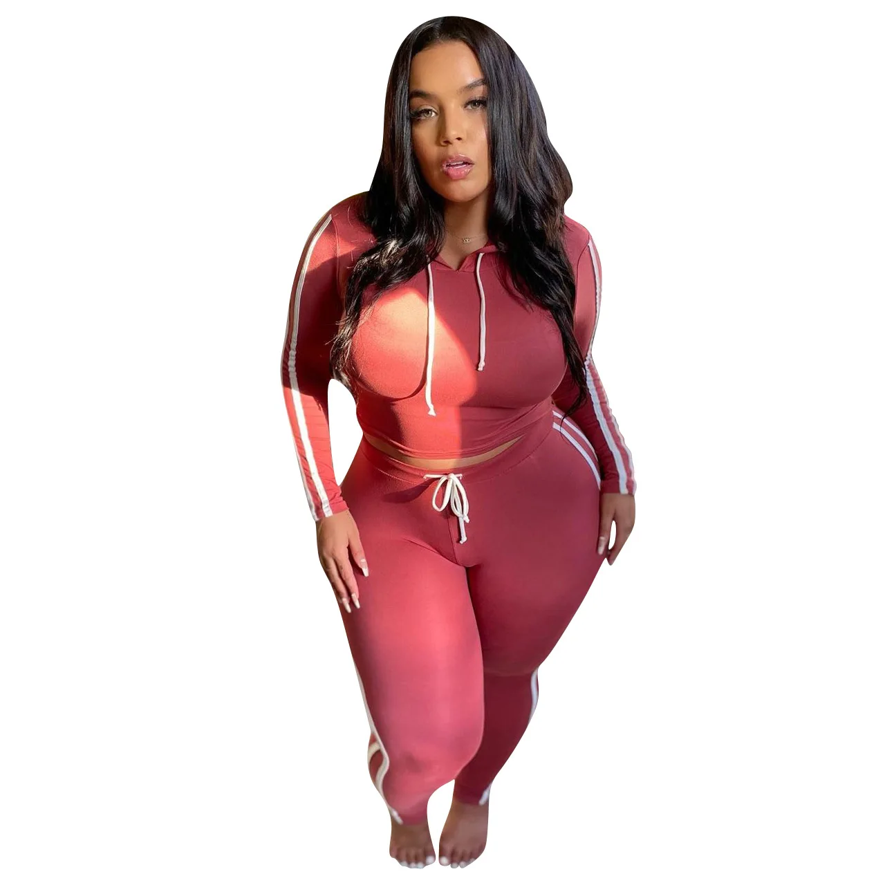 

Zoctuo Plus Size women's set Casual Solid Two Piece Sets Lady Lace-up High Waist Pants set outfits Full Sleeve Tracksuits