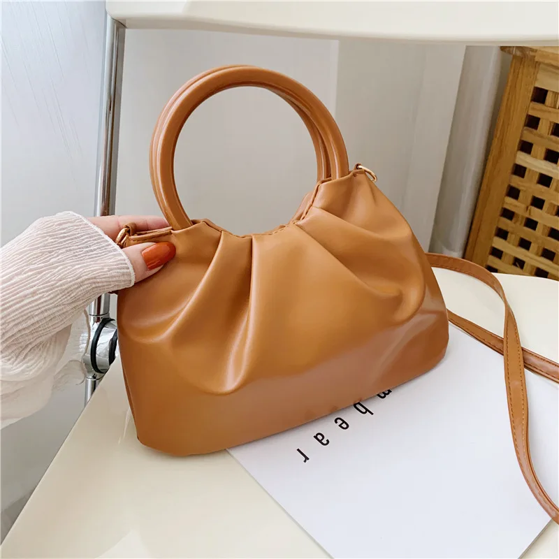 

Ladies Fashion Personality Folds Retro Ring Detachable Shoulder Strap Shoulder Messenger Bag Cosmetics Mobile Phone Coin Purse