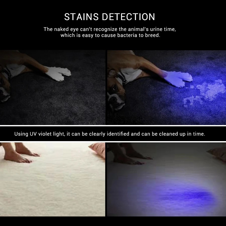 LED UV flashlight with zoom function Mini black light pet urine stain detector scorpion hunting | Лампы и освещение