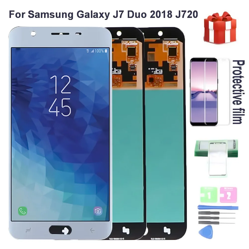 

Оригинальный Super AMOLED Lcd для Samsung Galaxy J7 Duo 2018 J720 J720F SM-J720F SM-J720M ЖК-дисплей сенсорный экран дигитайзер Ассамблеи