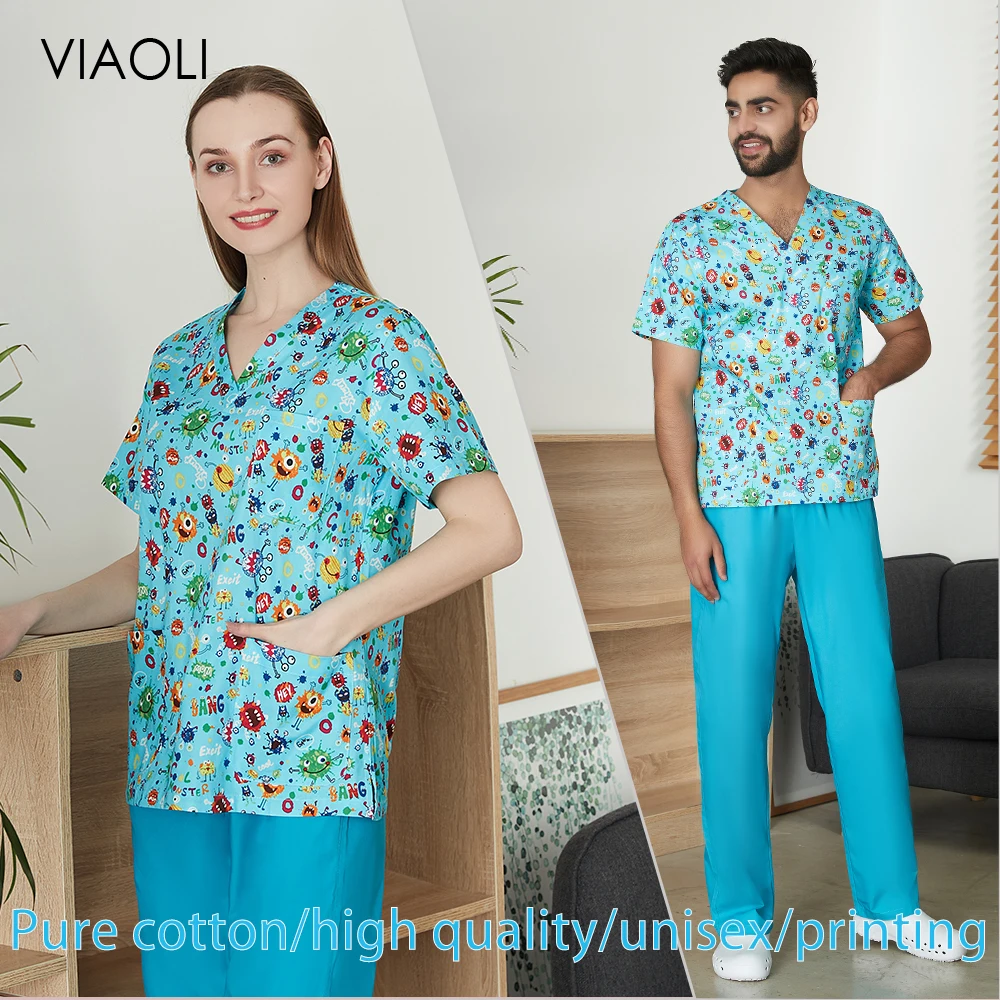 Медицинские Хирургические топы с принтом хирургические скрабы рабочая одежда