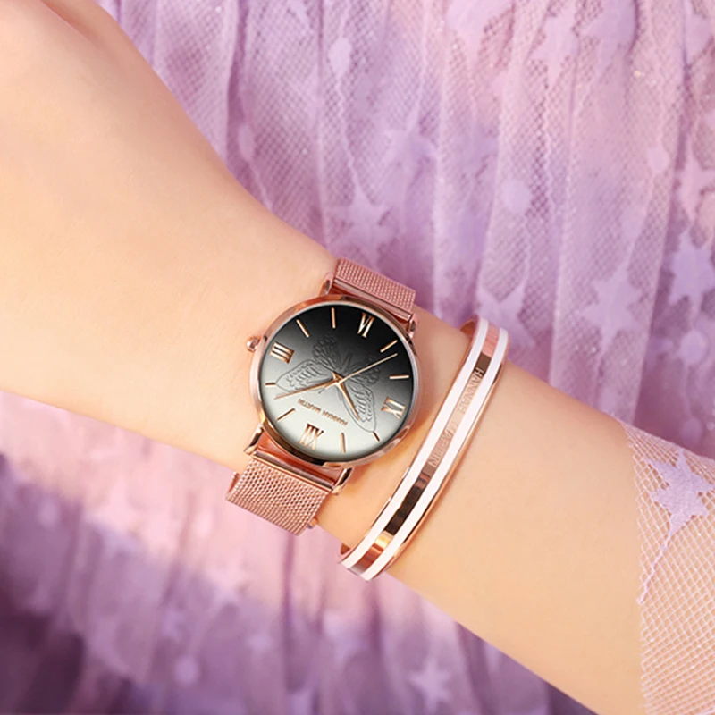 Hannah Martin женские часы с бабочкой водонепроницаемые кварцевые наручные тонкие