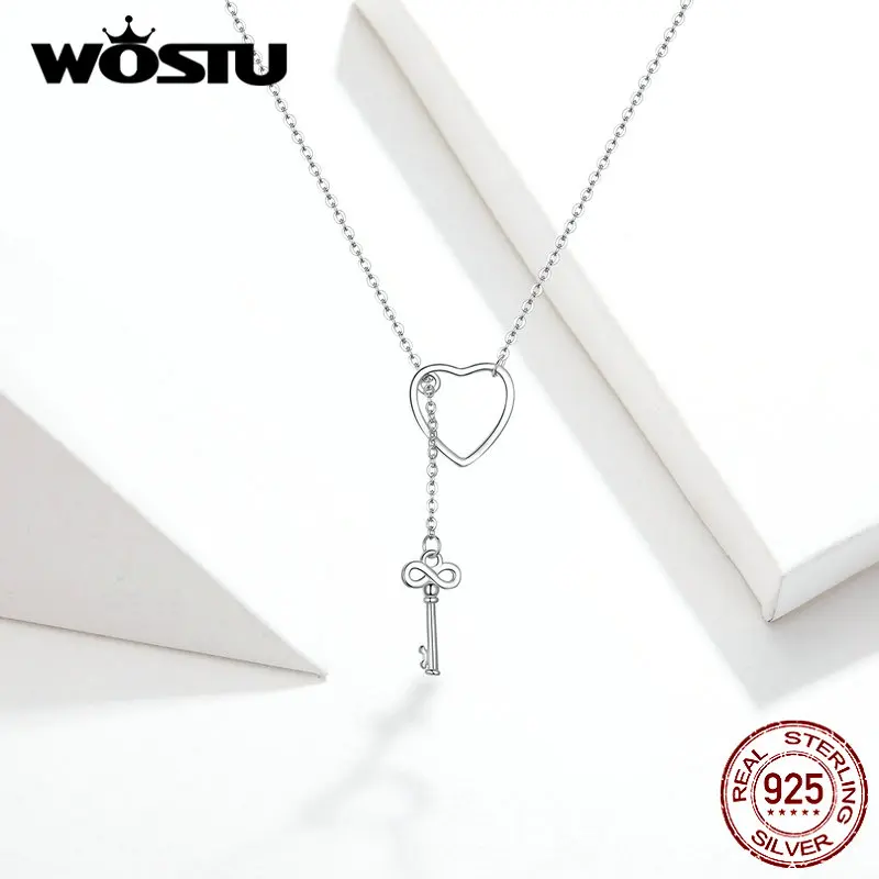 WOSTU дизайн 925 пробы серебряный ключ к вашему сердцу Подвески для женщин S925 ювелирные украшения подарок для влюбленных CQN107