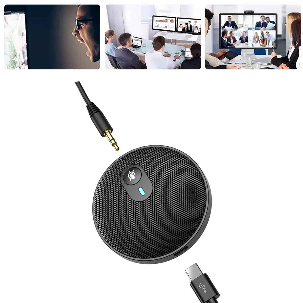 

SAMTIAN микрофон для конференций, 360-градусный Регулируемый USB всенаправленный микрофон с 360 мм AUX для речи в реальном времени, игровой плеер