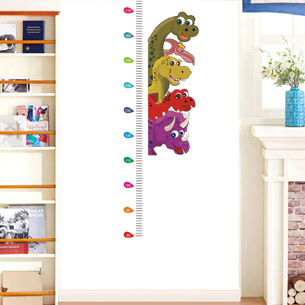 Мультяшные животные милый динозавр высота измерения Настенная Наклейка для