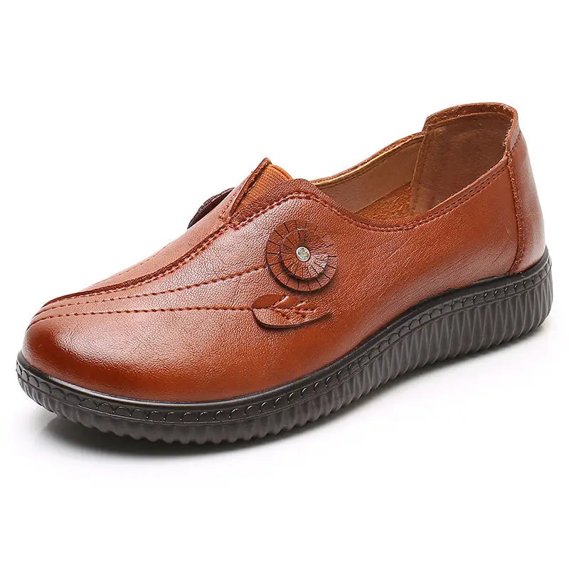 

Brand vintage genuine leather flats mother lovely soft comfortable spring loafers women flats shoes