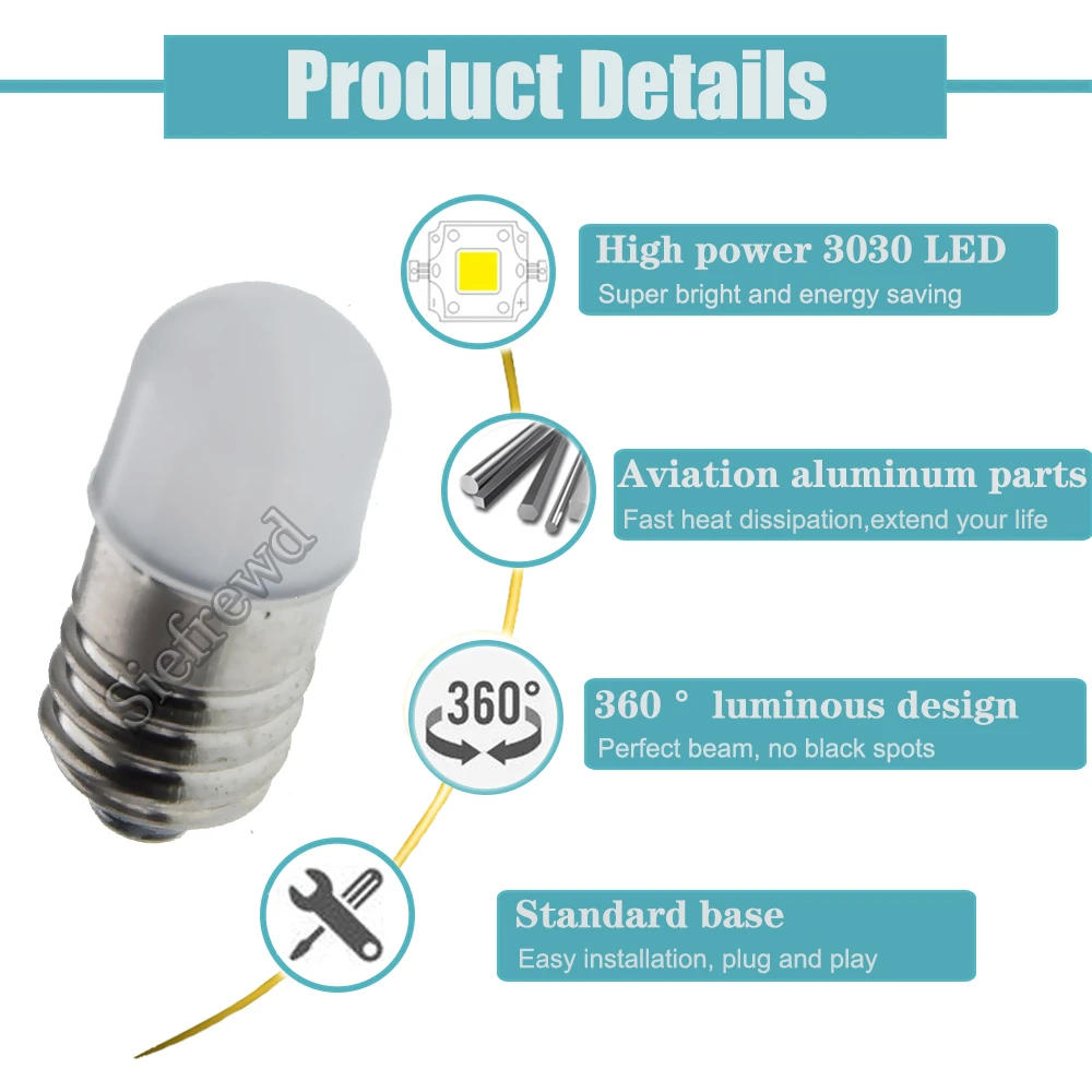 4 шт E10 LED Upgrade Flash light Bulb 3V 5 V 6V 12V 3030 1SMD винт мини-лампа реплицирующий фонарь машина